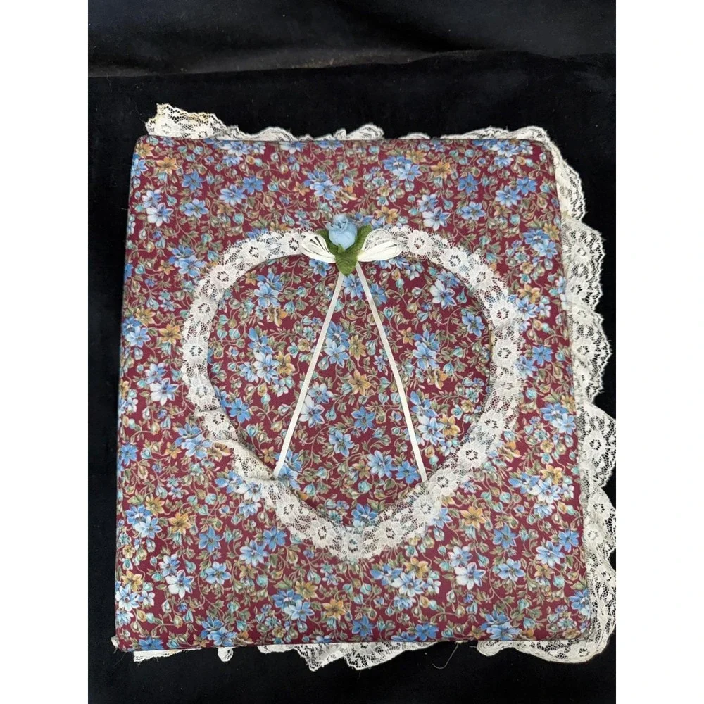 Vintage Photo Album Fabric Covered Padded Lace Trim Granny Core Cottage Heart